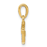 14K & Rhodium Polished .01ct Diamond Initial T Charm